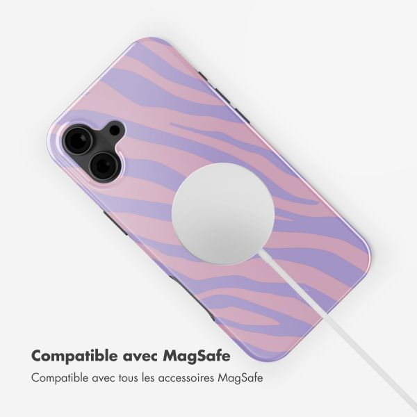 Selencia Coque arrière Vivid Tough avec MagSafe iPhone 16 - Zebra Light Pink Lilac