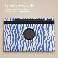 imoshion Coque tablette Design rotatif à 360° Samsung Galaxy Tab S9 11.0 pouces - White Blue Stripes