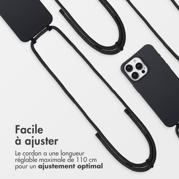 imoshion Coque arrière Color avec cordon amovible et MagSafe Apple iPhone 15 Pro Max - Noir