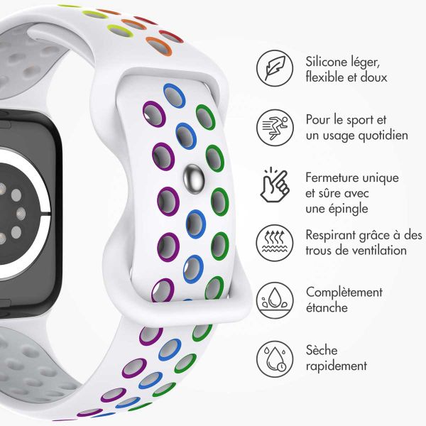 imoshion Bracelet sport⁺ Apple Watch Series 1 á 11 / SE / Ultra (44/45/46/49 mm) - Taille M/L - White Rainbow