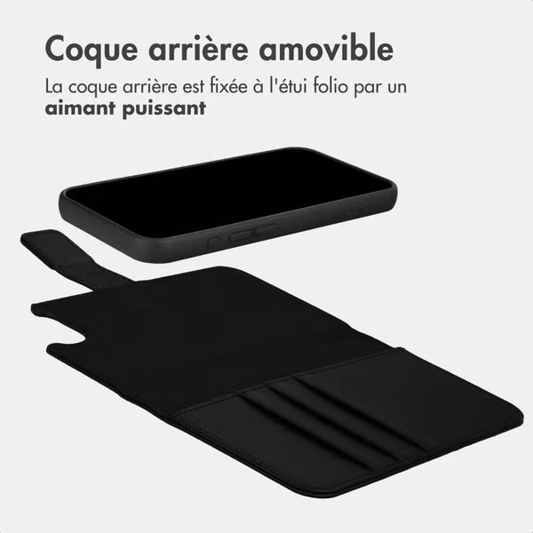 imoshion Étui portefeuille luxe 2-en-1 amovible Apple iPhone 17e / 16e - Noir