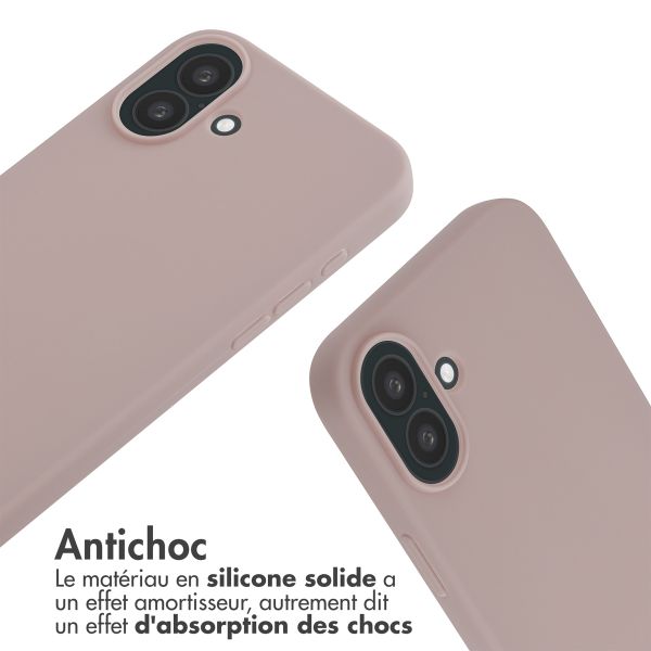 imoshion Coque en silicone avec cordon Apple iPhone 16 Plus - Sand Pink