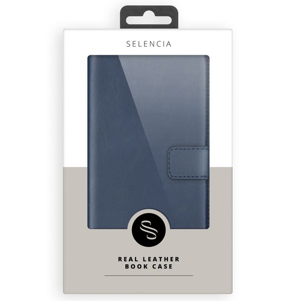 Selencia Étui portefeuille en cuir véritable Samsung Galaxy S21 Plus - Bleu
