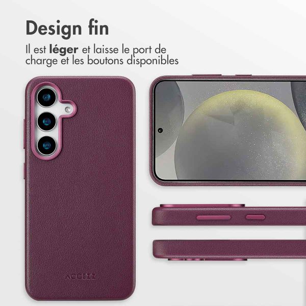 Accezz Coque arrière en cuir avec Magsafe Samsung Galaxy S25 Plus - Heath Purple