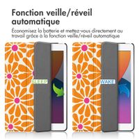 imoshion Coque tablette Design Trifold Apple iPad 9 (2021) 10.2 pouces / iPad 8 (2020) 10.2 pouces / iPad 7 (2019) 10.2 pouces - Orange Flower Connect