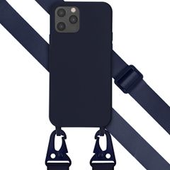 Selencia Coque silicone avec cordon amovible Apple iPhone 12 (Pro) - Bleu foncé