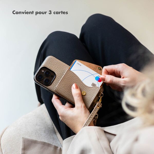 Selencia Coque à cordon avec porte-cartes enveloppe Sera Samsung Galaxy S24 - Beige