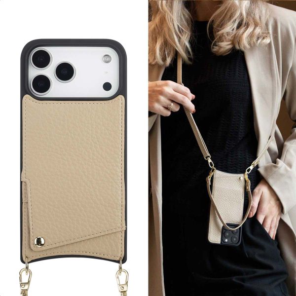 Selencia Coque de télephone Nova avec cordon et porte-cartes Apple iPhone 17 Pro Max - Beige