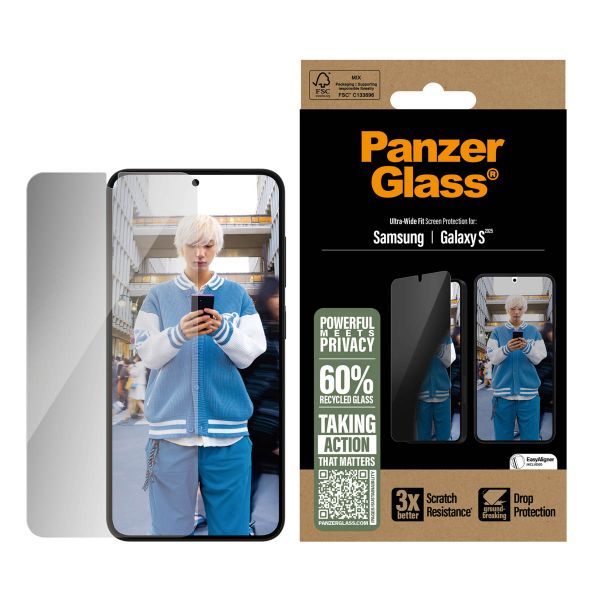 PanzerGlass Protection d'écran Privacy Ultra-Wide Fit Anti-bactérienne avec applicateur Samsung Galaxy S25
