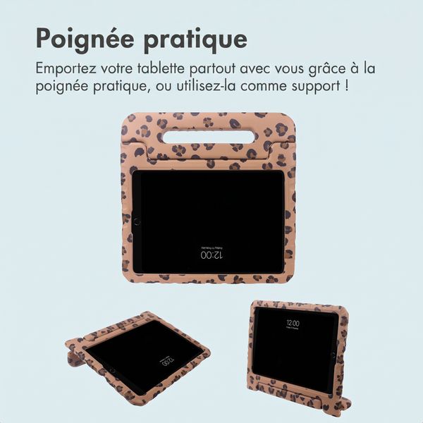 imoshion Coque arrière Kidsproof Design avec poignée Apple iPad 9 (2021) 10.2 pouces / iPad 8 (2020) 10.2 pouces / iPad 7 (2019) 10.2 pouces - Motif panthère