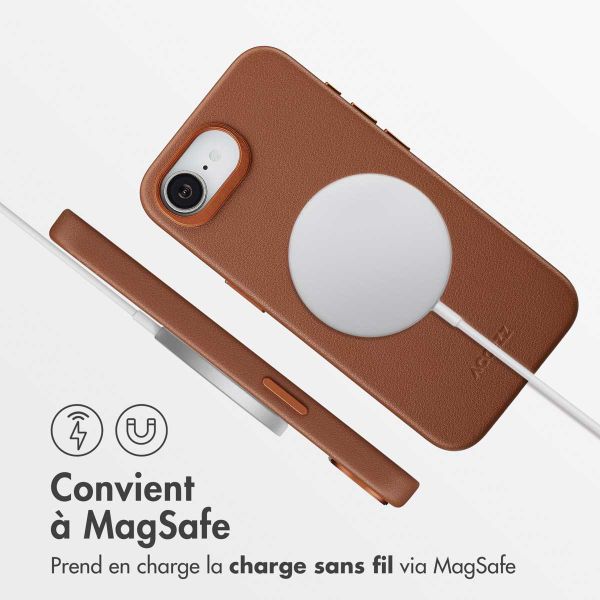 Accezz Coque arrière en cuir avec MagSafe Apple iPhone 16e - Sienna Brown