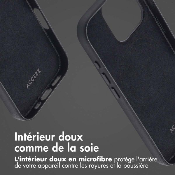Accezz Coque arrière en cuir avec MagSafe Apple iPhone 16 Pro - Onyx Black
