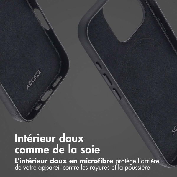 Accezz Coque arrière en cuir avec MagSafe iPhone 16 Pro - Onyx Black