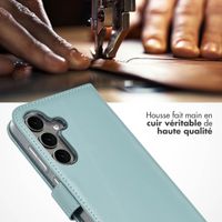 Selencia Étui portefeuille en cuir véritable Samsung Galaxy S25 - Air Blue