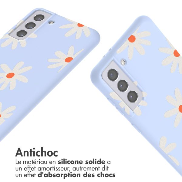 imoshion Coque design en silicone avec cordon Samsung Galaxy S21 Plus - Lila Flower Distance