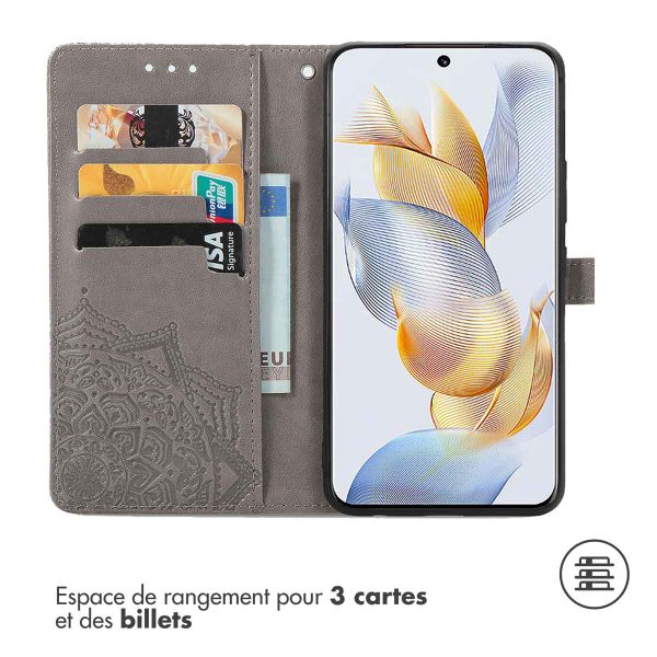 imoshion Etui de téléphone portefeuille Mandala Honor 90 - Gris