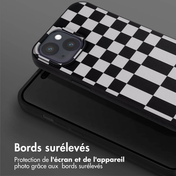 Selencia Coque design en silicone avec cordon amovible Apple iPhone 15 Plus - Irregular Check Black