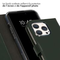 Selencia Étui portefeuille en cuir véritable Apple iPhone 15 Pro - Vert