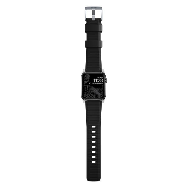 Nomad Bracelet robuste FKM Apple Watch Series 1 t/m 11 / SE / Ultra (44/45/46/49 mm) - Argent / Noir
