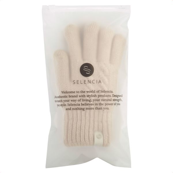 Selencia Gants Tactiles Effet Laine - Femme - Taille M - Beige