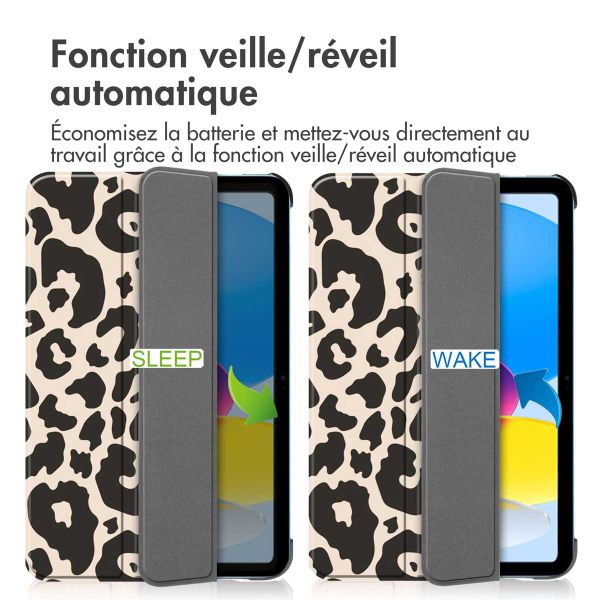 imoshion Coque tablette Design Trifold Apple iPad 11 (2025) 11 pouces A16 / iPad 10 (2022) 10.9 pouces - Leopard