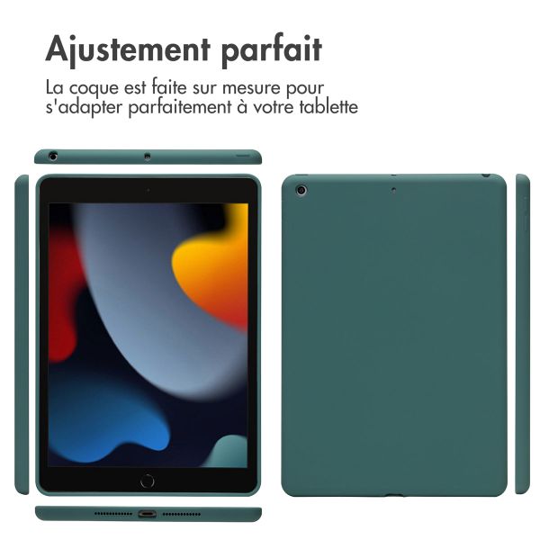 Accezz Coque Liquid Silicone Apple iPad 9 (2021) 10.2 pouces / iPad 8 (2020) 10.2 pouces / iPad 7 (2019) 10.2 pouces - Vert foncé