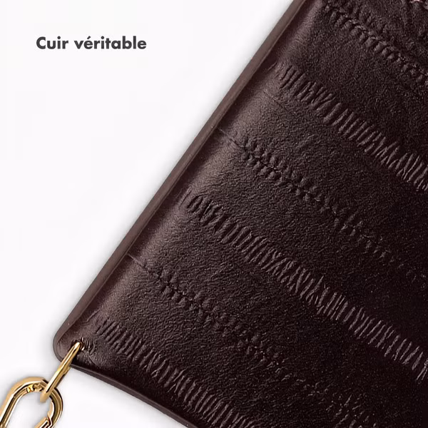Selencia Nova coque arrière en cuir véritable avec porte-cartes Samsung Galaxy S25 - Dark Chocolate