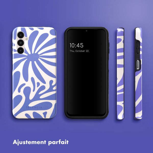 Selencia Coque arrière Vivid Tough Samsung Galaxy A14 (5G/4G) - Modern Bloom Sapphire Blue