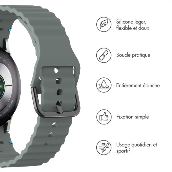 imoshion Bracelet Wave en silicone Samsung Galaxy Watch 4 / 5 / 6 / 7 / FE (20 mm) - Gris foncé