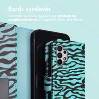 imoshion Étui de télephone portefeuille Design Samsung Galaxy A32 (5G) - Black Blue Stripes
