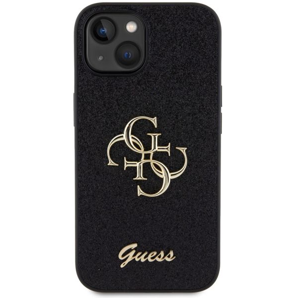 Guess Coque 4G Metal Logo Glitter Backcover iPhone 15 - Noir