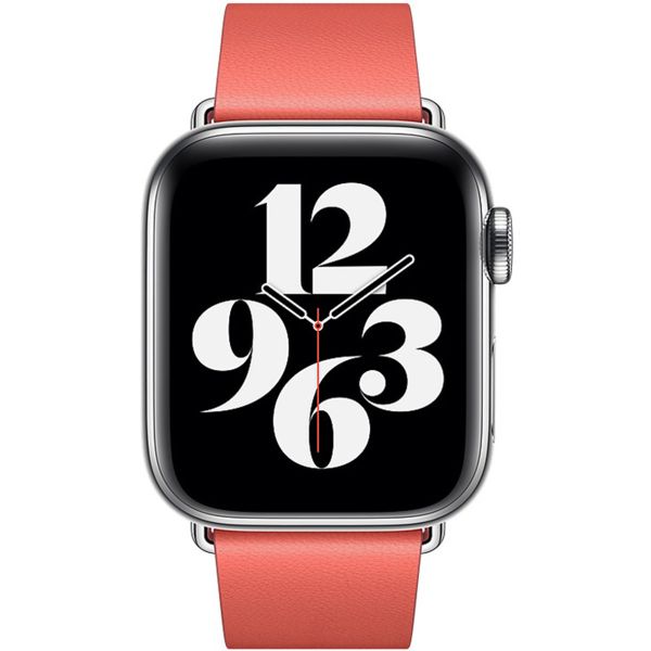 Apple Bracelet Leather Band Modern Buckle Apple Watch Series 1 t/m 9 / SE (38/40/41 mm) | Series 10 / 11 (42 mm) - Taille S - Pink Citrus