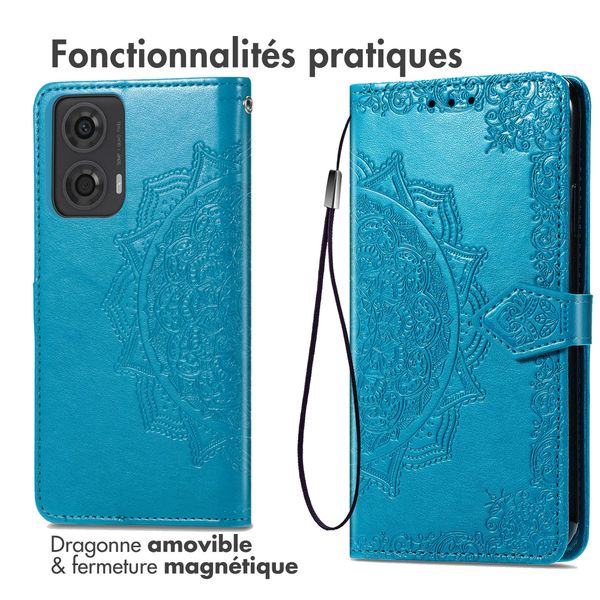 imoshion Etui de téléphone portefeuille Mandala Motorola Moto G04 / G24 - Turquoise