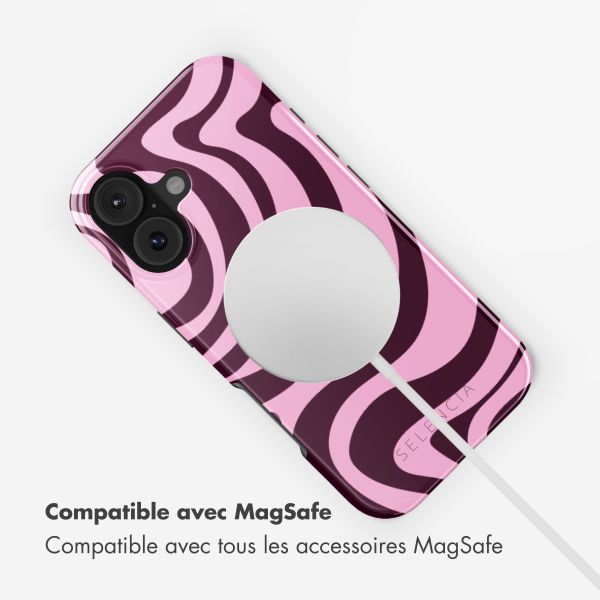 Selencia Coque arrière Vivid avec MagSafe Apple iPhone 17 - Wavy Swirl Pink Plum