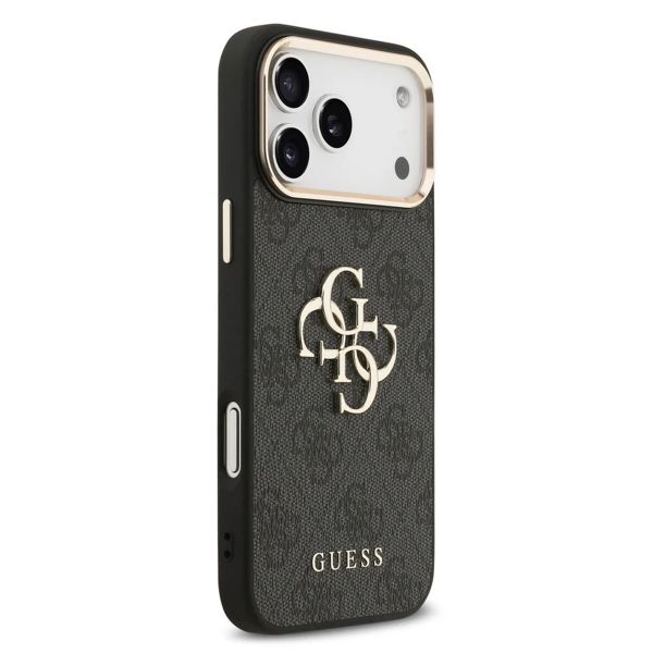 Guess Coque 4G Metal Logo Backcover Apple iPhone 17 Pro - Gold Edge - Black