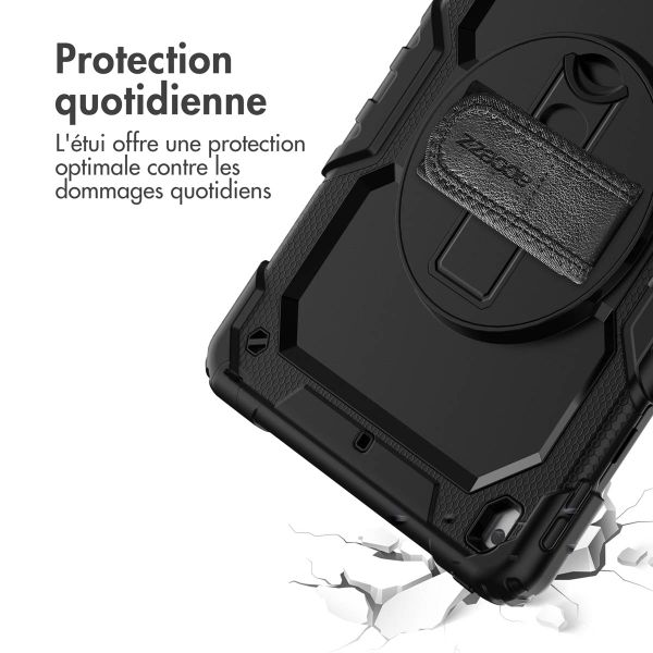 Accezz ﻿Coque arrière robuste avec bandoulière iPad 9 (2021) 10.2 pouces / iPad 8 (2020) 10.2 pouces / iPad 7 (2019) 10.2 pouces - Noir