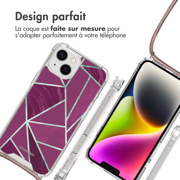 imoshion Coque Design avec cordon iPhone 14 - Bordeaux Graphic