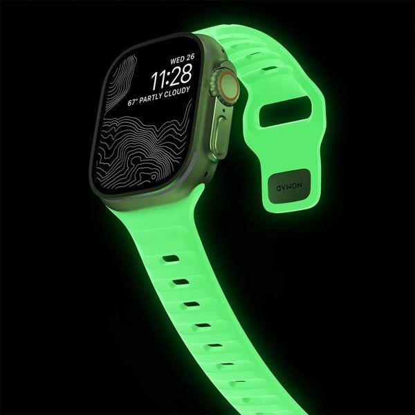Nomad Bracelet Sport FKM Apple Watch Series 1 t/m 11 / SE / Ultra (44/45/46/49 mm) - Glow Green