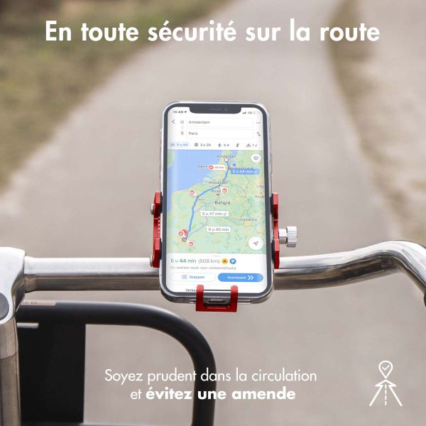 imoshion Support de téléphone pour vélo - Réglable - Universel - Aluminium - Rouge