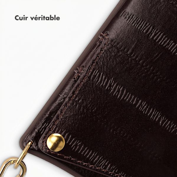 Selencia Nova coque arrière en cuir véritable avec porte-cartes Apple iPhone 16 - Dark Chocolate