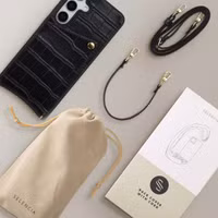 Selencia Coque de télephone Nova Croco avec cordon et porte-cartes Samsung Galaxy S24 / S25 - Noir