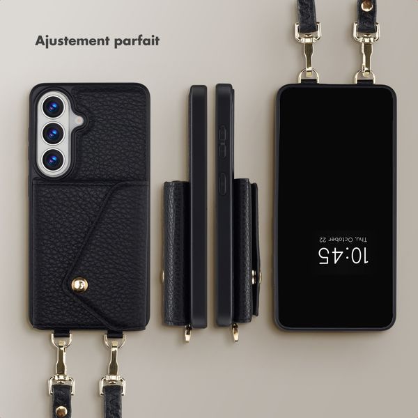 Selencia Coque de télephone Sera avec cordon et porte-cartes enveloppe Samsung Galaxy S26 - Noir