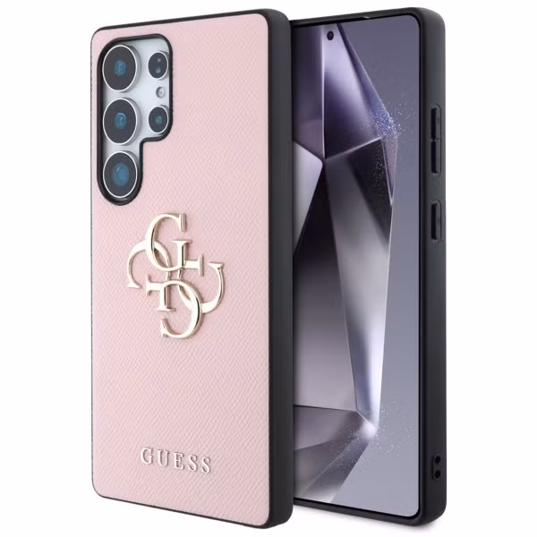 Guess Coque 4G Metal Logo Saffiano Samsung Galaxy S25 Ultra - Rose