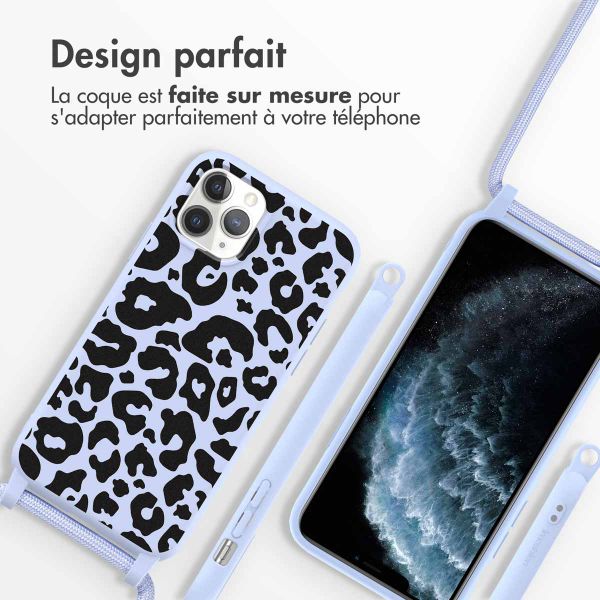 imoshion Coque design en silicone avec cordon Apple iPhone 11 Pro - Animal Lila