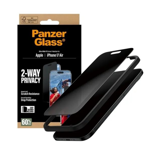 PanzerGlass Protection d'écran Privacy Ultra-Wide Fit Anti-bactérienne avec applicateur Apple iPhone Air