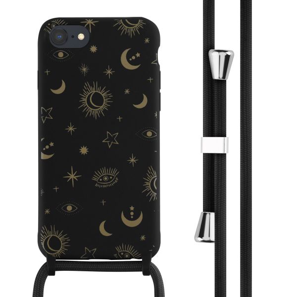 imoshion Coque design en silicone avec cordon Apple iPhone SE (2022 / 2020) / 8 / 7 - Sky Black
