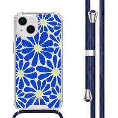 imoshion Coque Design avec cordon iPhone 14 - Cobalt Blue Flowers Connect