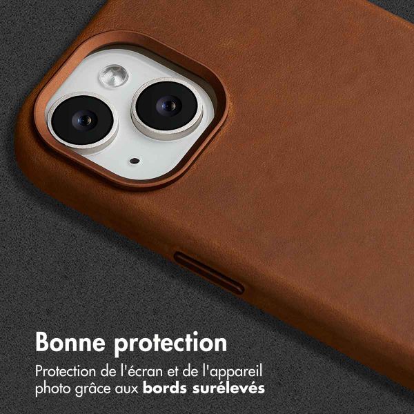 Accezz Coque MagSafe en cuir vintage Apple iPhone 15 - Tabacco Cognac