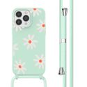 imoshion Coque design en silicone avec cordon iPhone 13 Pro - Green Flower Distance