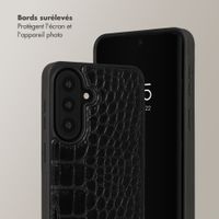 Selencia Coque de télephone Nova Croco avec cordon et porte-cartes Samsung Galaxy A37 (5G) - Noir